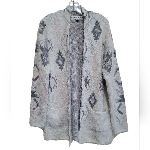 Knox Rose Sweaters - Knox Rose Cream Multicolored Printed Cardigan Sweater Sz Small